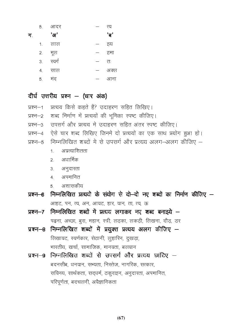 MP Board Class 9 Hindi (General) Question Bank (PDF) – Important Questions