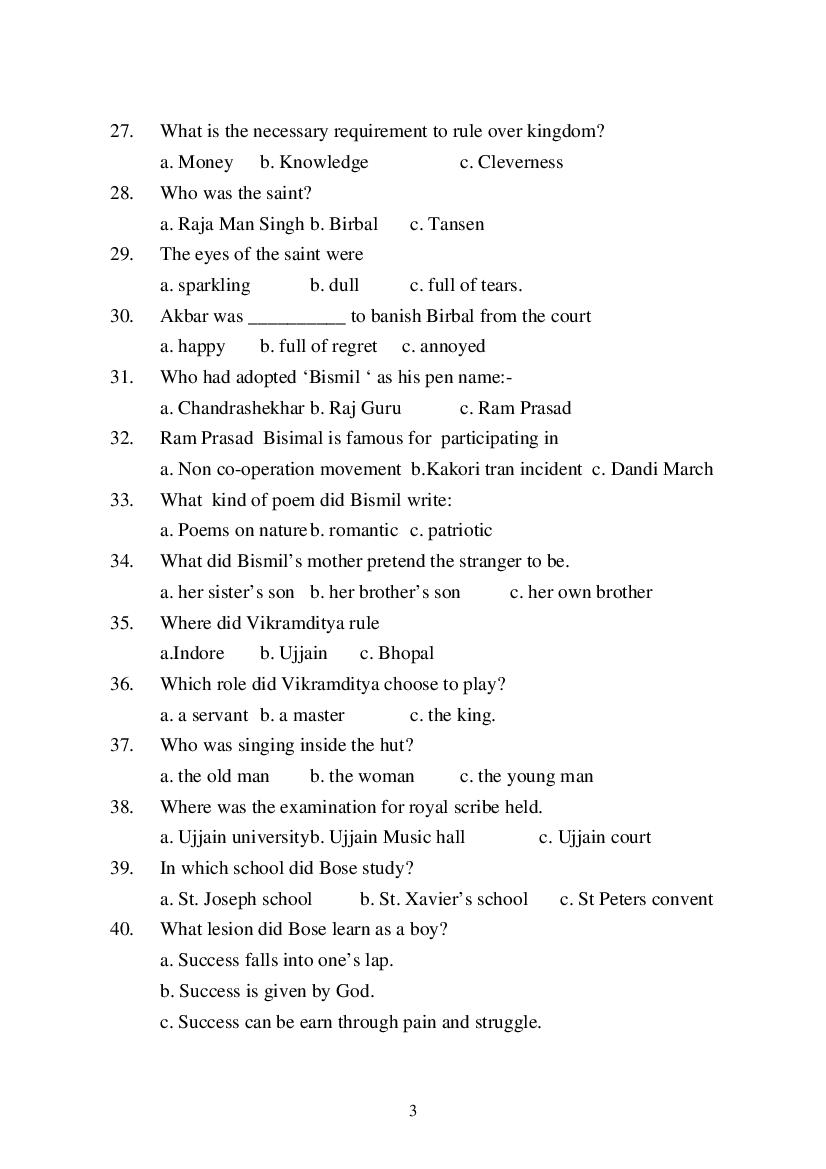 MP Board Class 9 English (General) Question Bank (PDF) – Important Questions