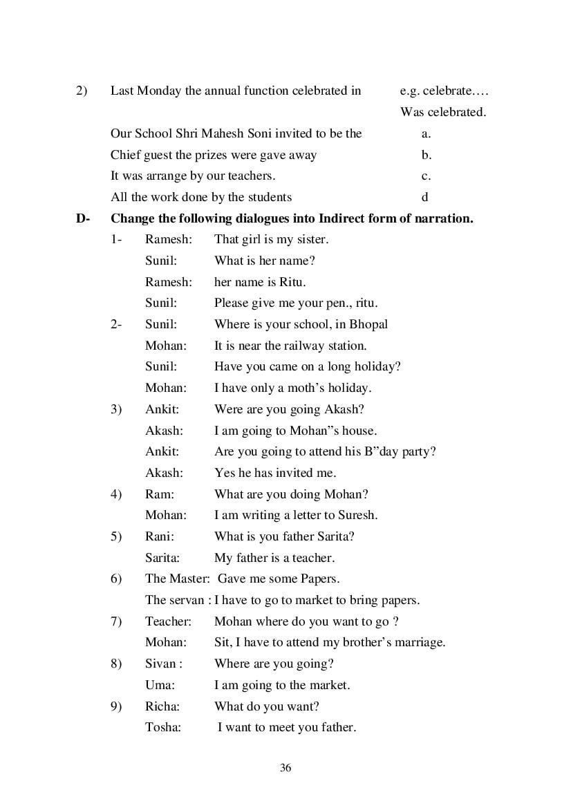 MP Board Class 9 English (General) Question Bank (PDF) – Important Questions