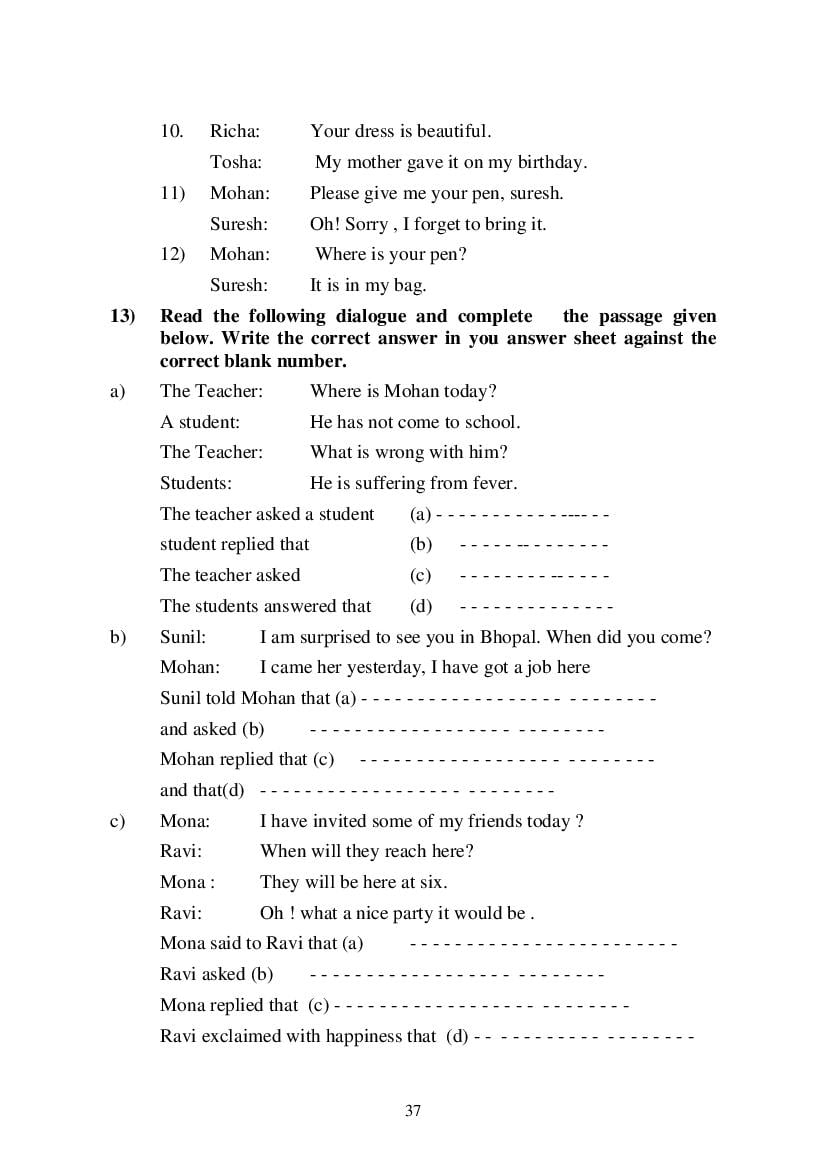 MP Board Class 9 English (General) Question Bank (PDF) – Important Questions