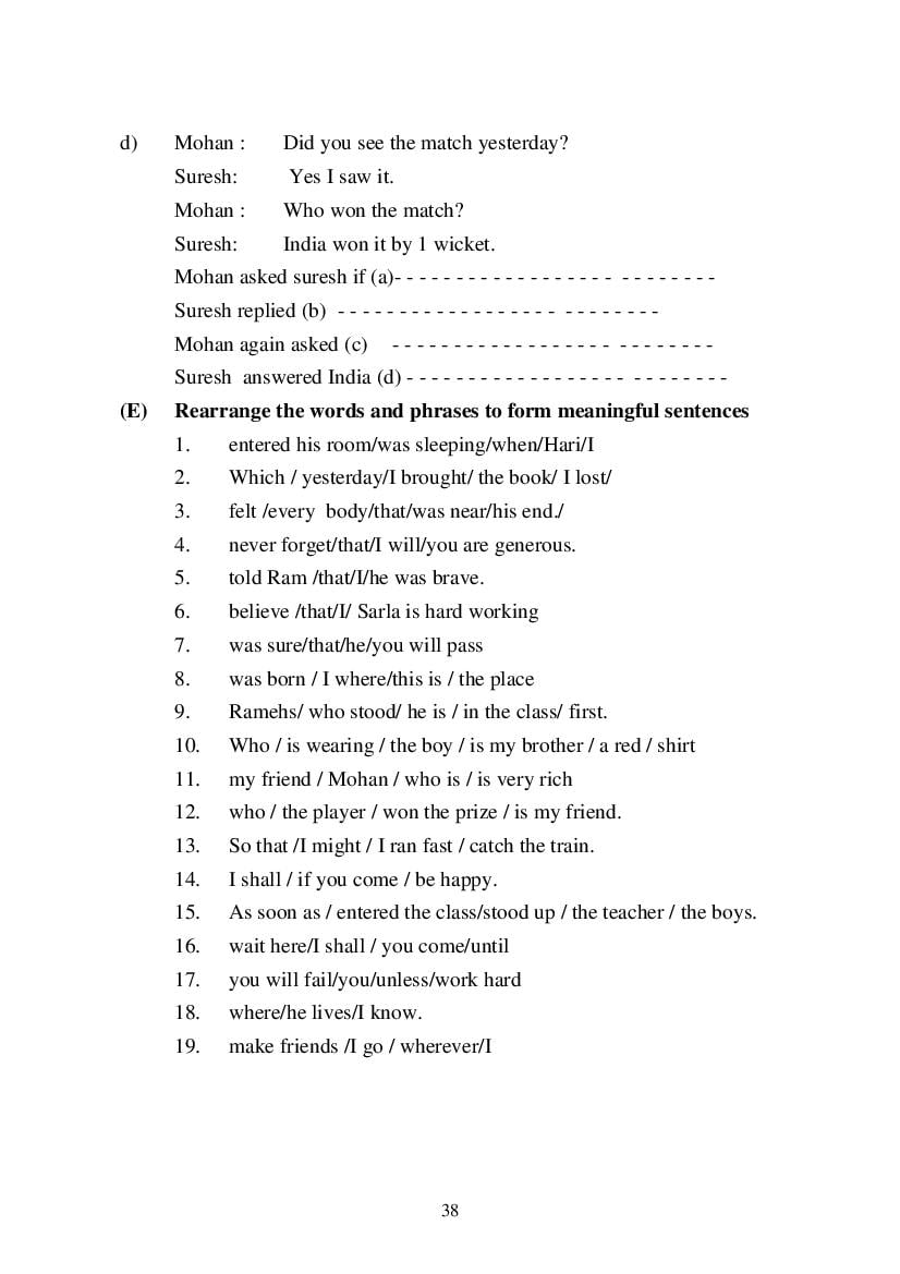 MP Board Class 9 English (General) Question Bank (PDF) – Important Questions