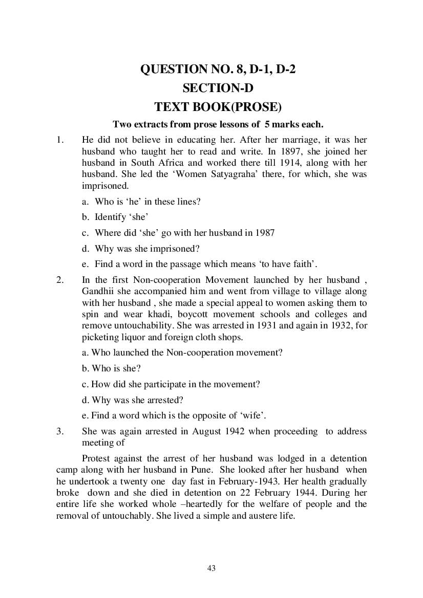 MP Board Class 9 English (General) Question Bank (PDF) – Important Questions