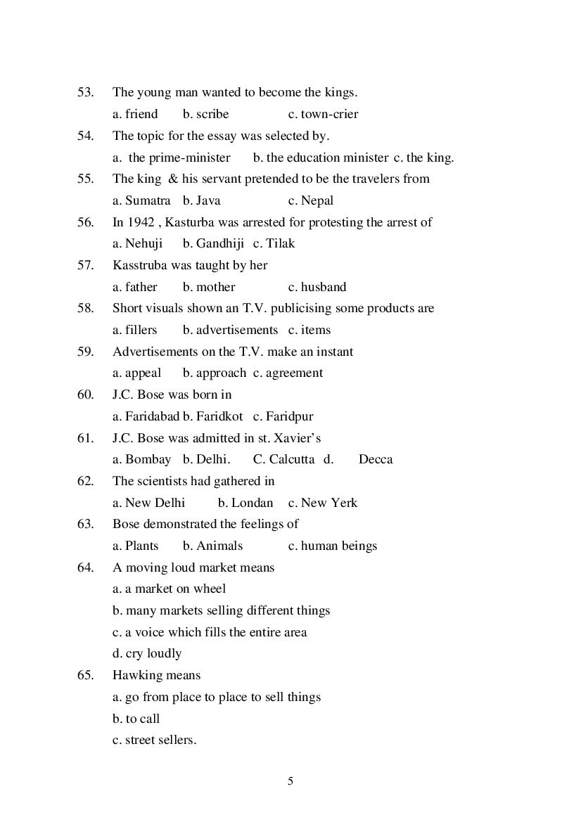 MP Board Class 9 English (General) Question Bank (PDF) – Important Questions