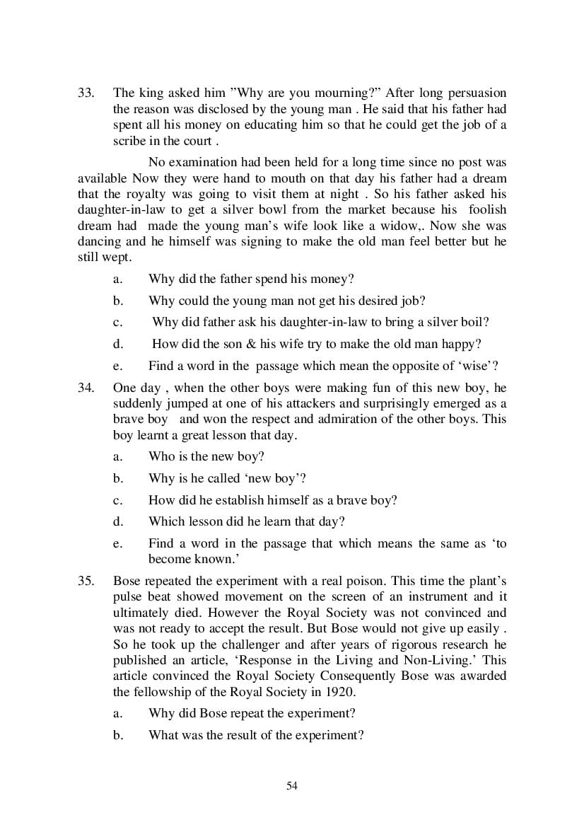 MP Board Class 9 English (General) Question Bank (PDF) – Important Questions