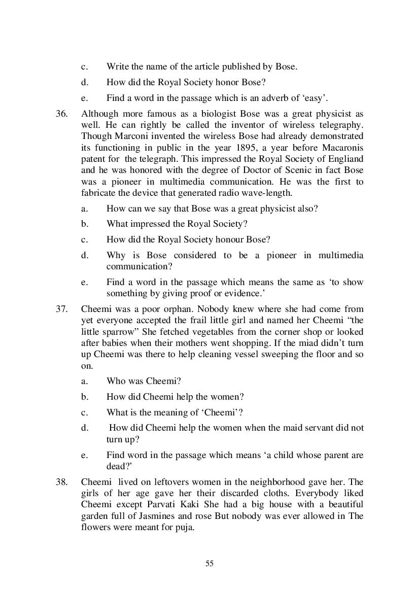 MP Board Class 9 English (General) Question Bank (PDF) – Important Questions