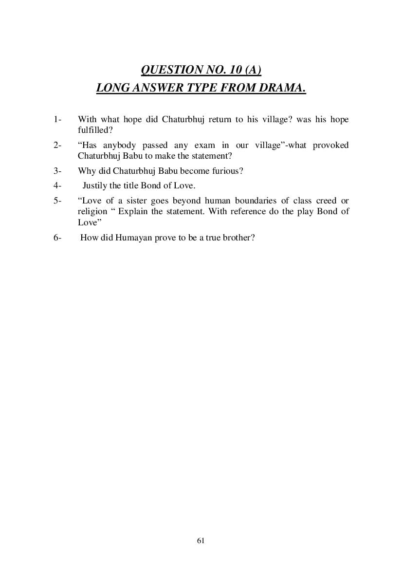 MP Board Class 9 English (General) Question Bank (PDF) – Important Questions