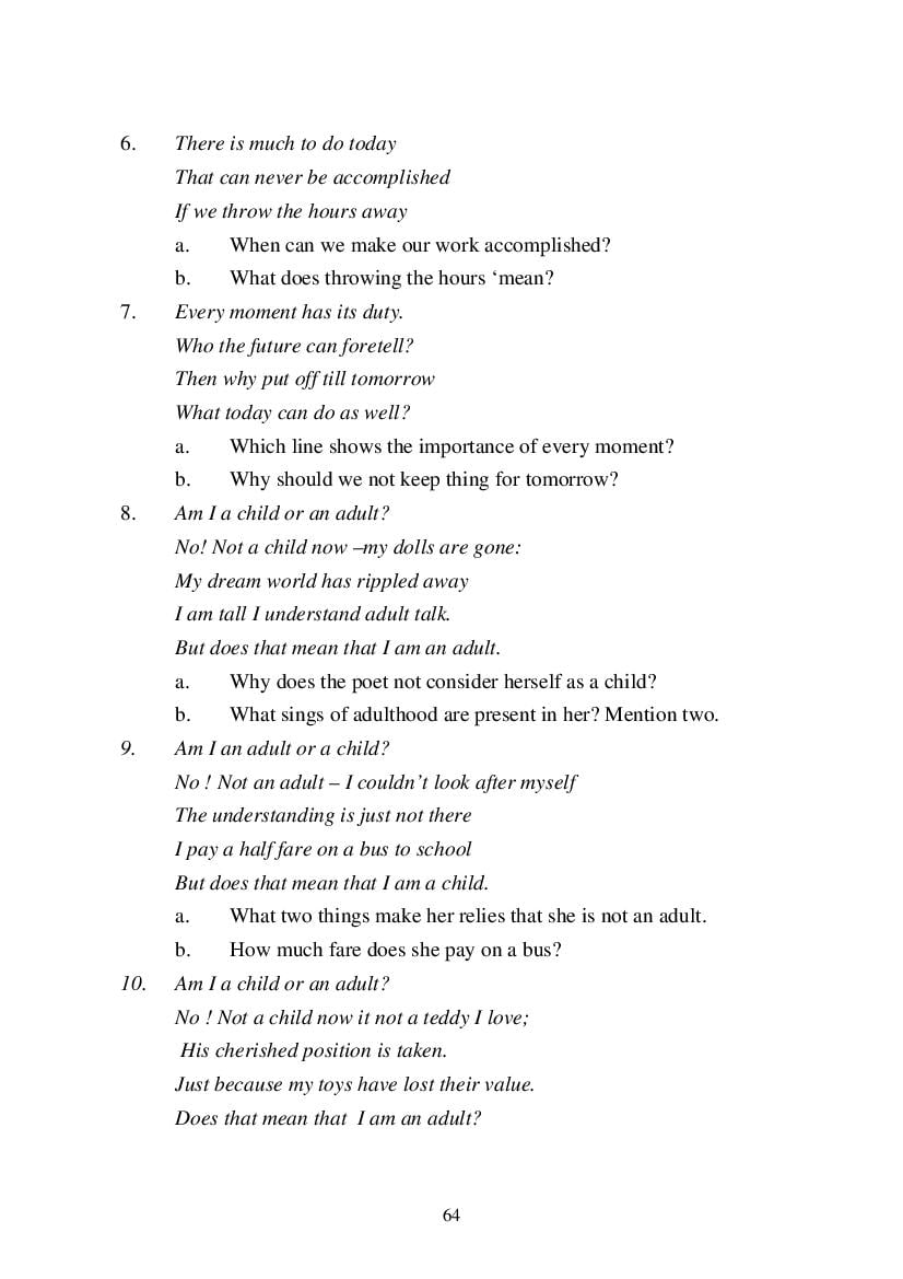 MP Board Class 9 English (General) Question Bank (PDF) – Important Questions
