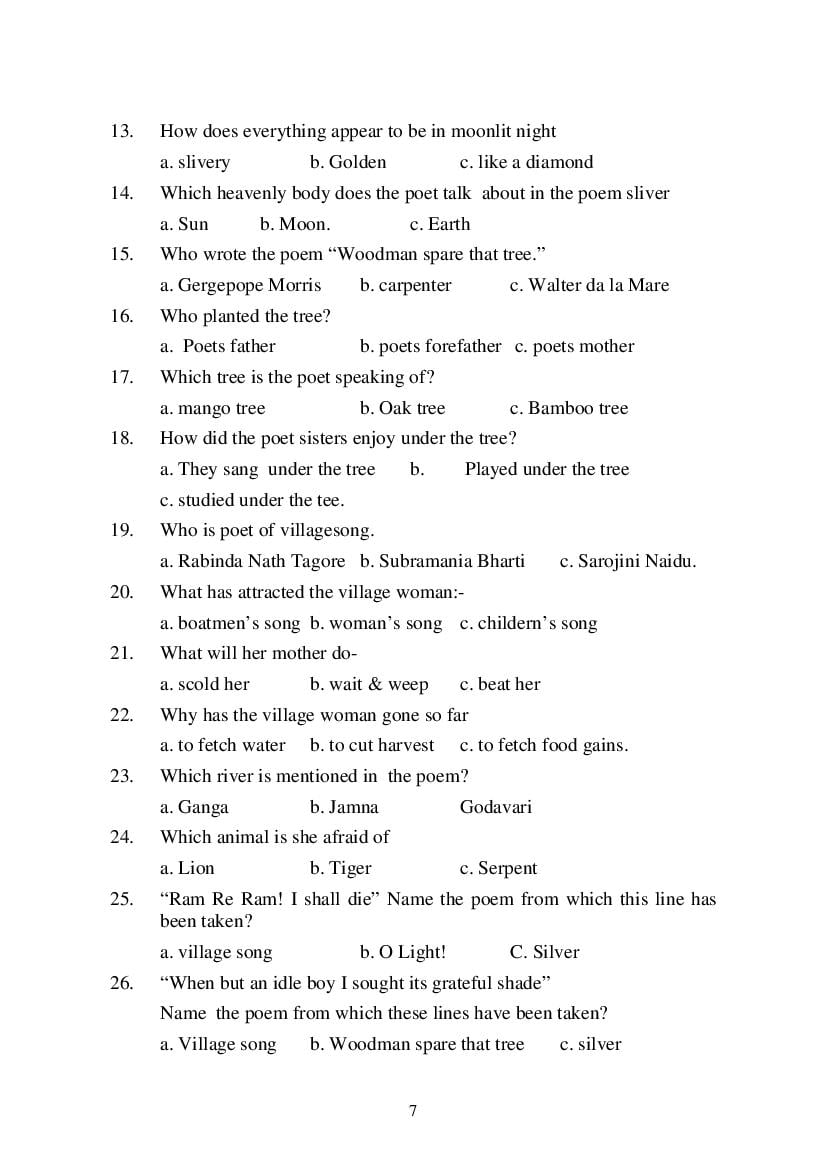 MP Board Class 9 English (General) Question Bank (PDF) – Important Questions