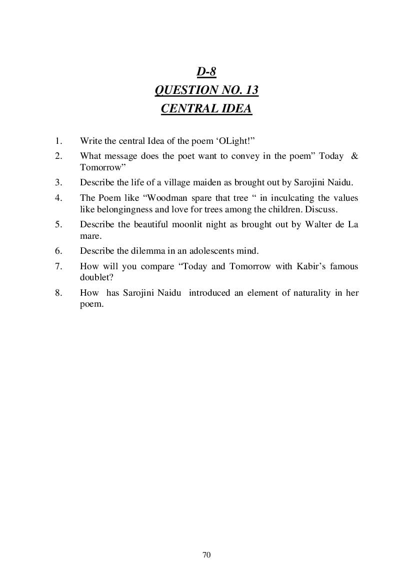 MP Board Class 9 English (General) Question Bank (PDF) – Important Questions