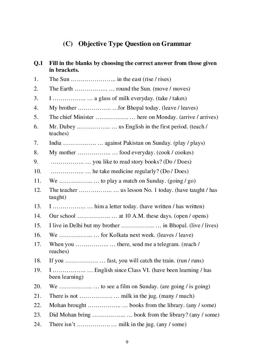 MP Board Class 9 English (General) Question Bank (PDF) – Important Questions