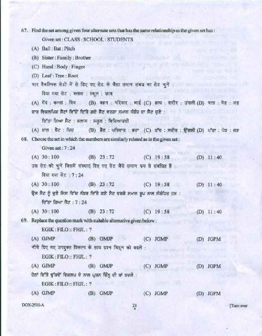 Punjab B.Ed 2018 Question Paper PDF with Answer Key