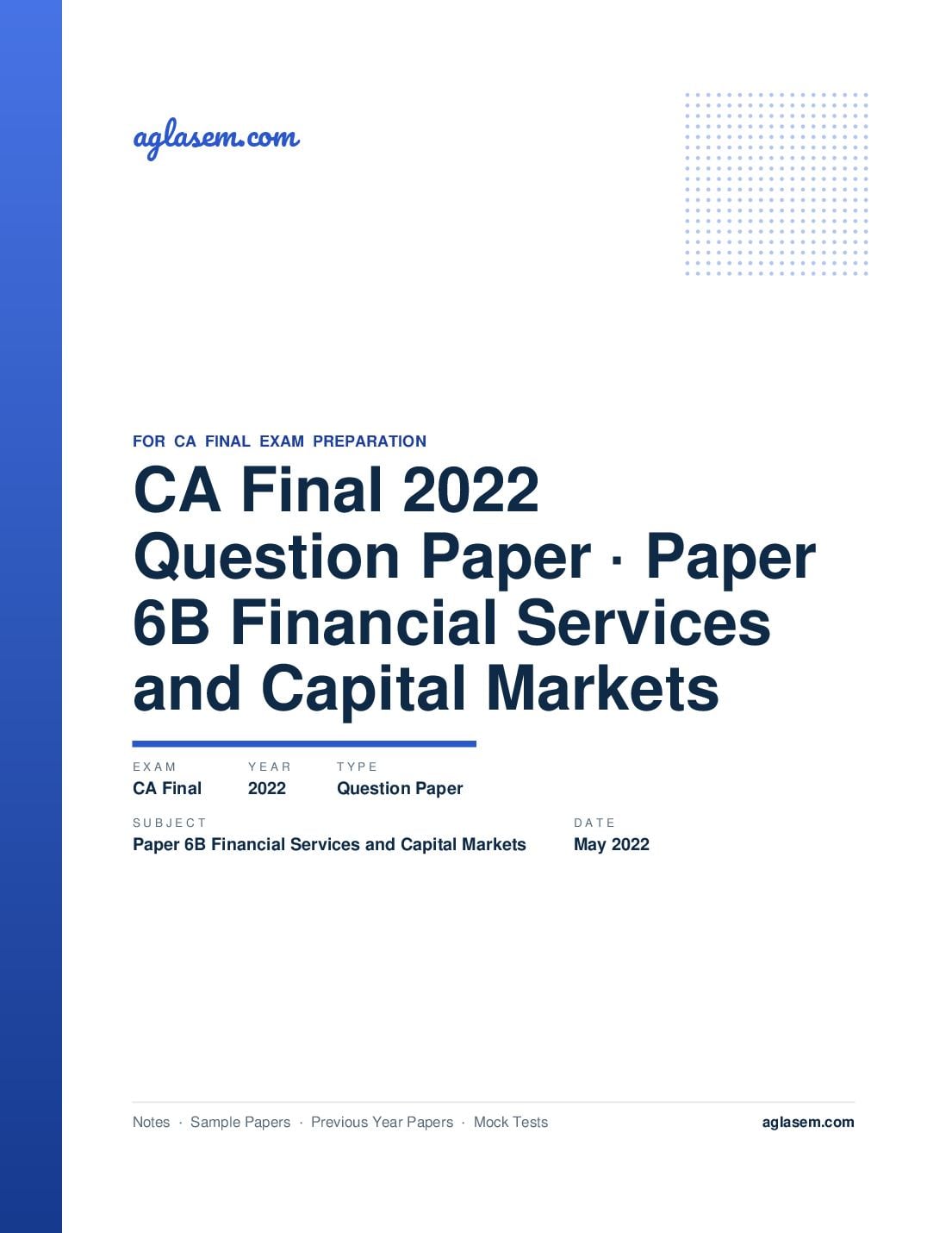 CA Final May 2022 Question Paper Paper 6B Financial Services and Capital Markets - Page 1 of 32