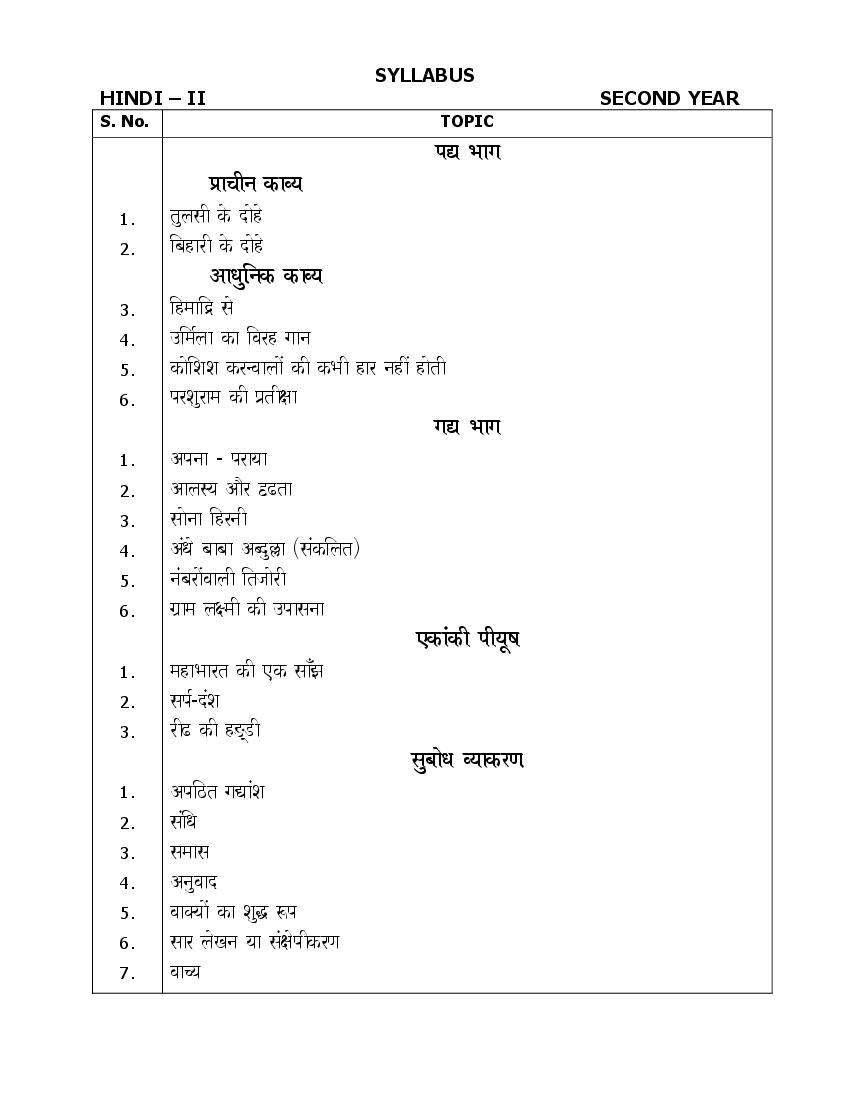 AP Inter 2nd Year Syllabus 2023 Hindi - Page 1