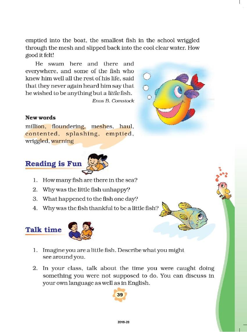 NCERT Solutions Class 3 English Unit 4 A Little Fish Story - Download PDF