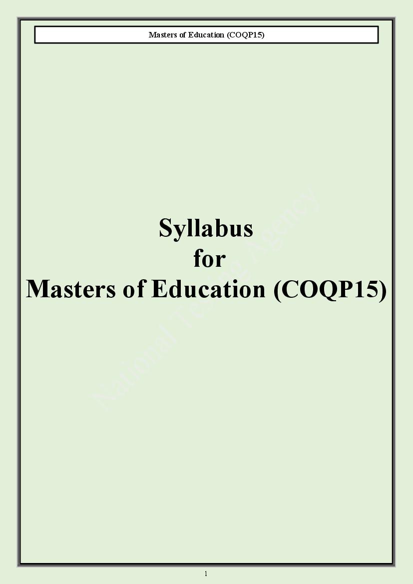CUET PG 2024 Syllabus Masters of Education - Page 1
