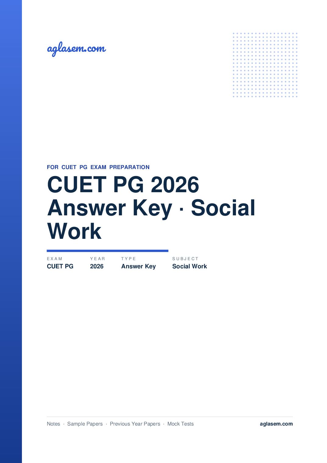 CUET PG 2026 Answer Key Social Work - Page 1 of 2
