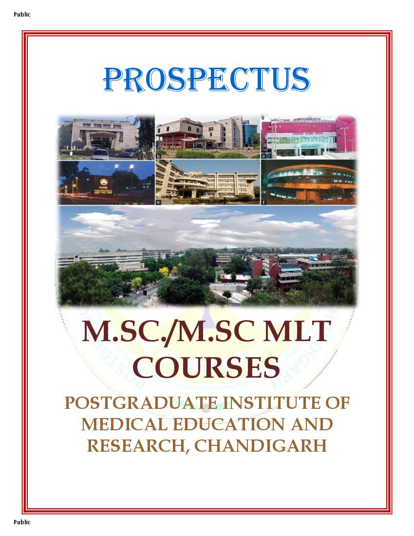 PGIMER Chandigarh 2022 Brochure for M.Sc or M.Sc MLT Courses - Page 1