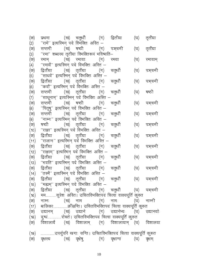 MP Board Class 9 Sanskrit Question Bank (PDF) – Important Questions