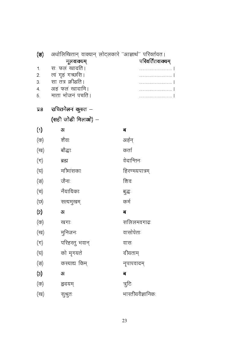 MP Board Class 9 Sanskrit Question Bank (PDF) – Important Questions