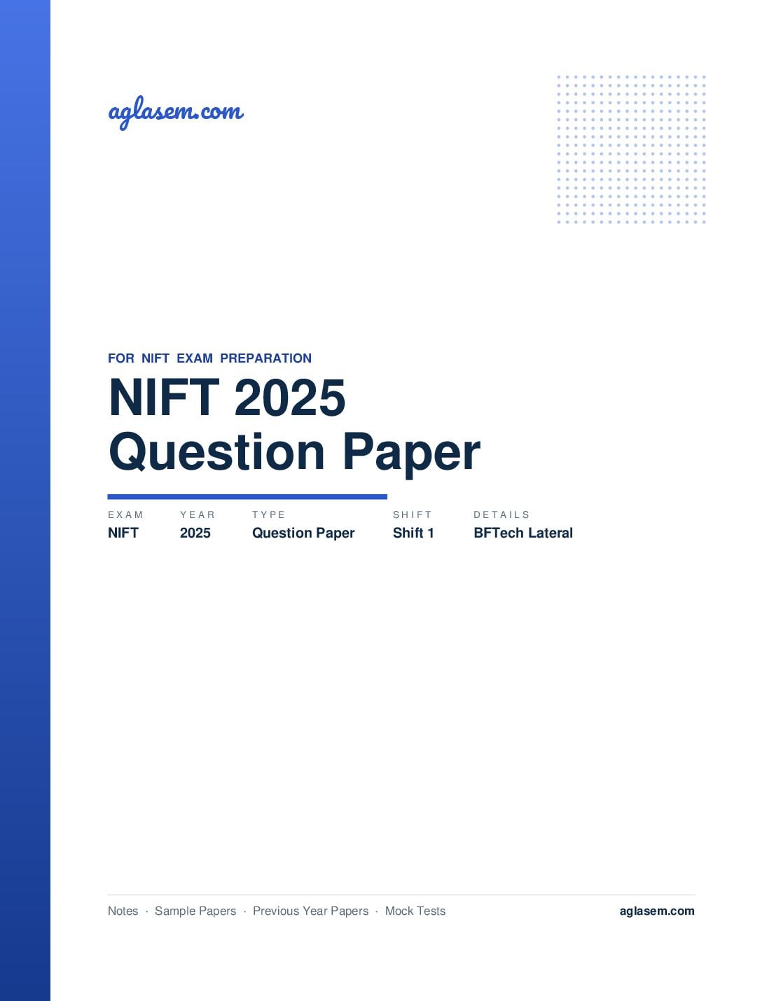 NIFT 2025 Question Paper BFTech Lateral Shift 1 - Page 1 of 136