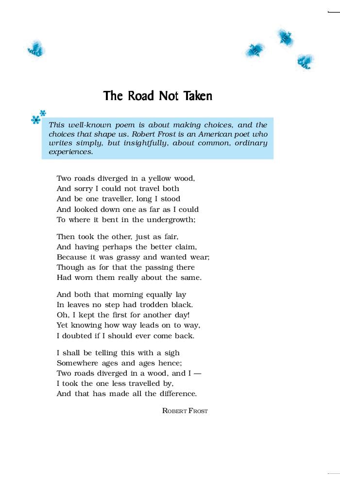 NCERT Book Class 9 English (Beehive) Chapter 1 The Road Not Taken ...