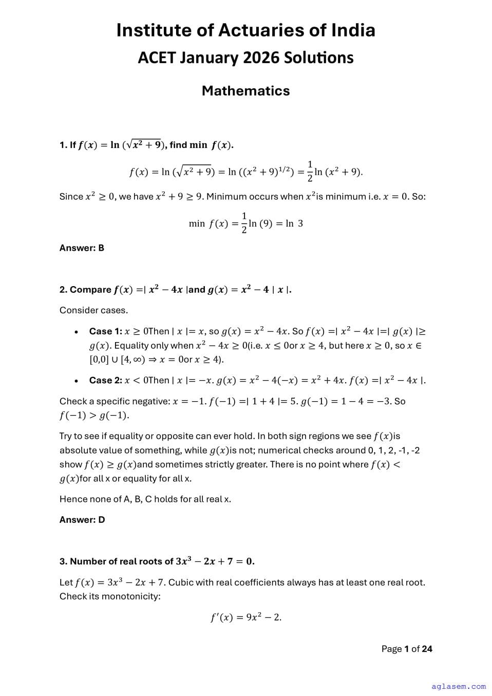 ACET Jan 2026 Solutions - Page 1 of 24