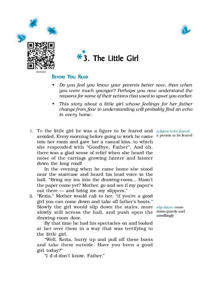NCERT Book Class 9 English (Beehive) Chapter 3 Rain on the Roof; The Little Girl - Page 1