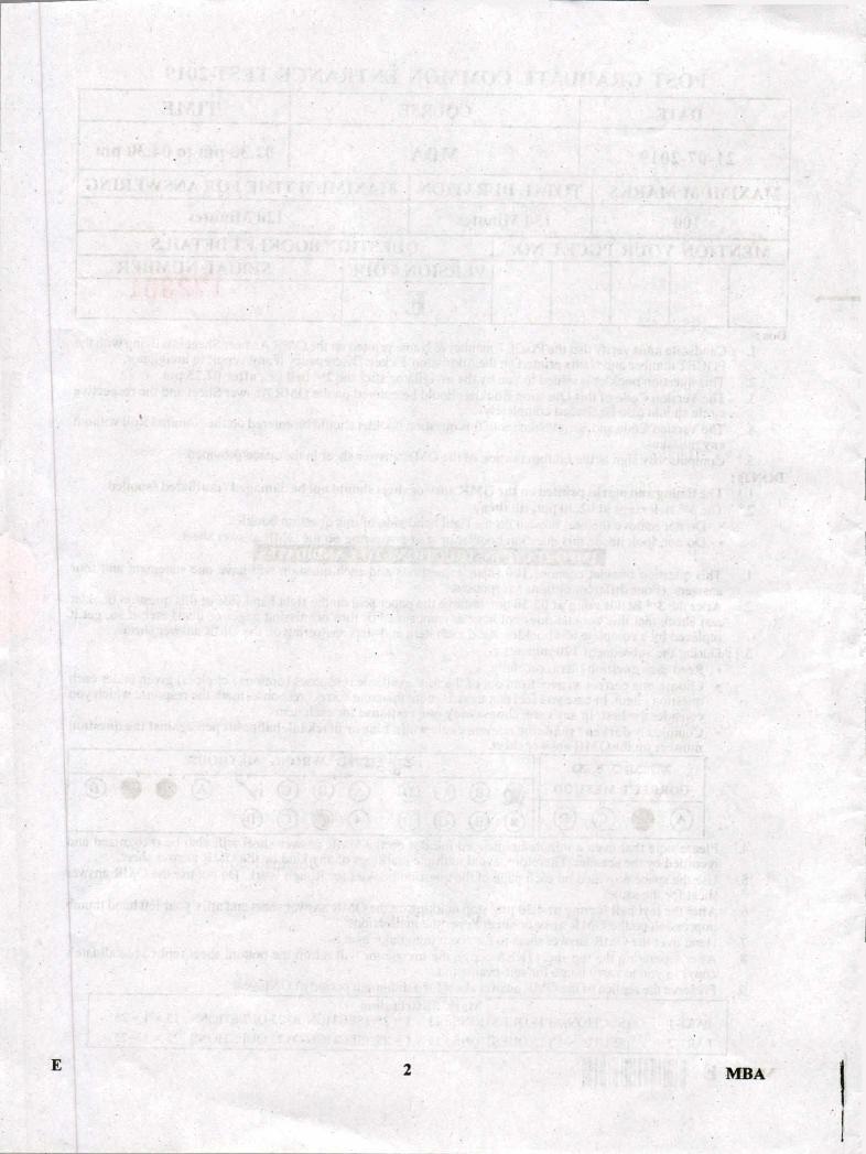 Karnataka PGCET 2019 Question Paper PDF with Answer Key (12 Papers)