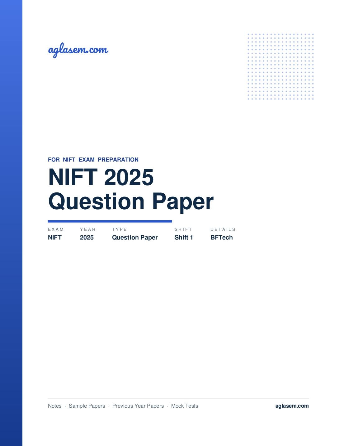 NIFT 2025 Question Paper BFTech Shift 1 - Page 1 of 136
