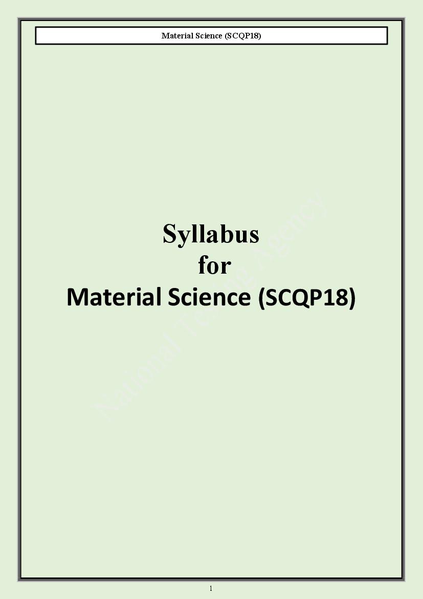CUET PG 2024 Syllabus Material Science - Page 1