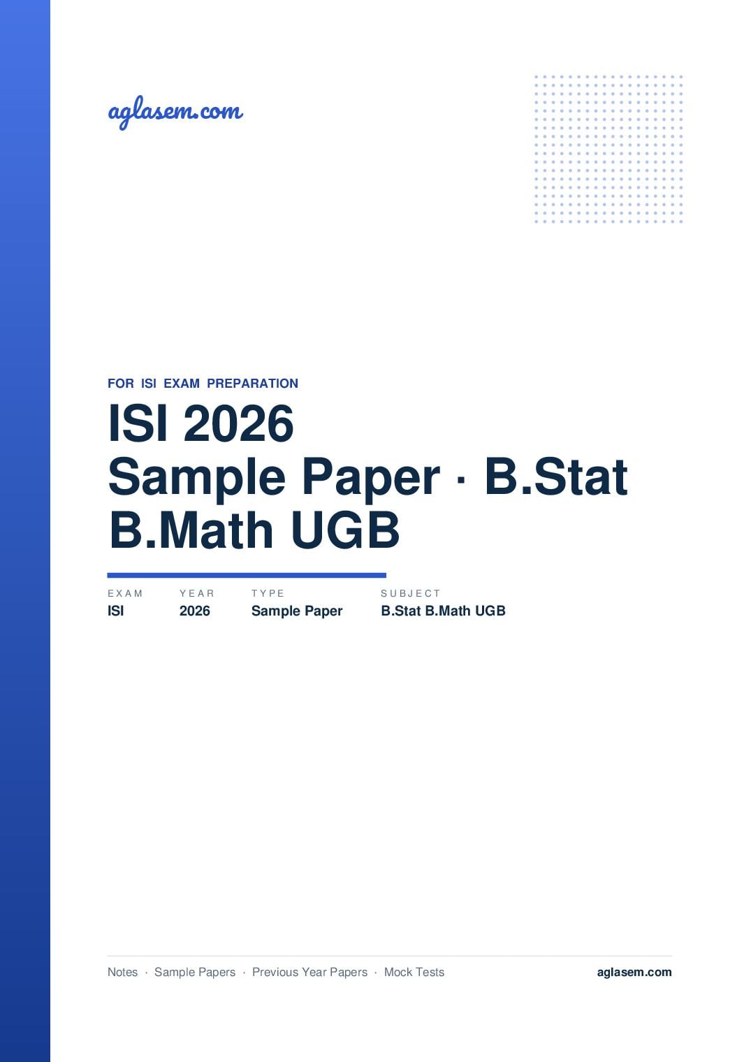 ISI Admission Test 2026 Sample Paper B.Stat B.Math UGB - Page 1 of 3