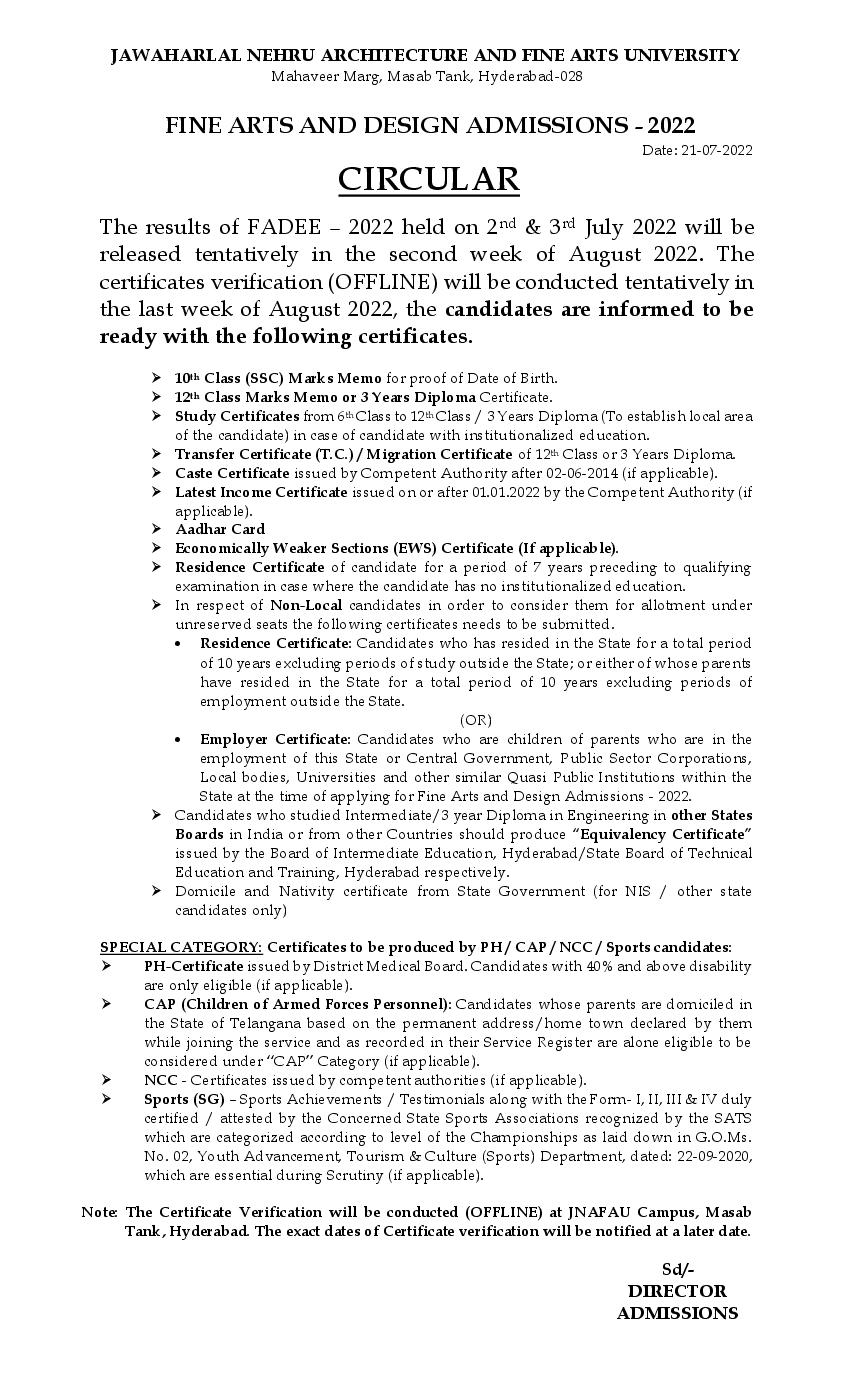 JNAFAU Result 2022 Release Date Notice - Page 1