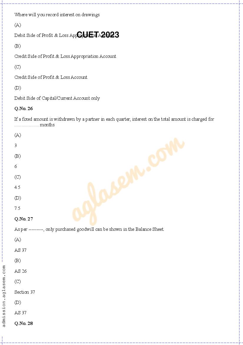 CUET Accountancy Sample Paper 2023 - Download CUET Sample Paper PDF ...