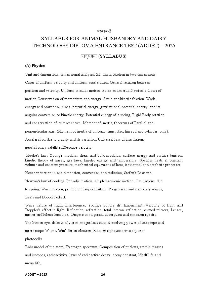 MP ADDET 2025 Syllabus - Page 1 of 4