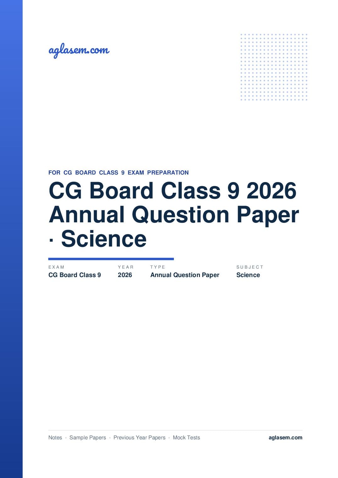 CG Board Class 9 Annual Question Paper 2026 Science - Page 1 of 7