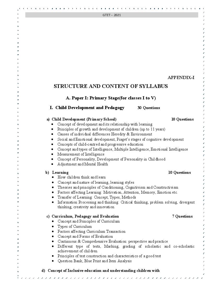 Goa TET 2021 Syllabus - Page 1