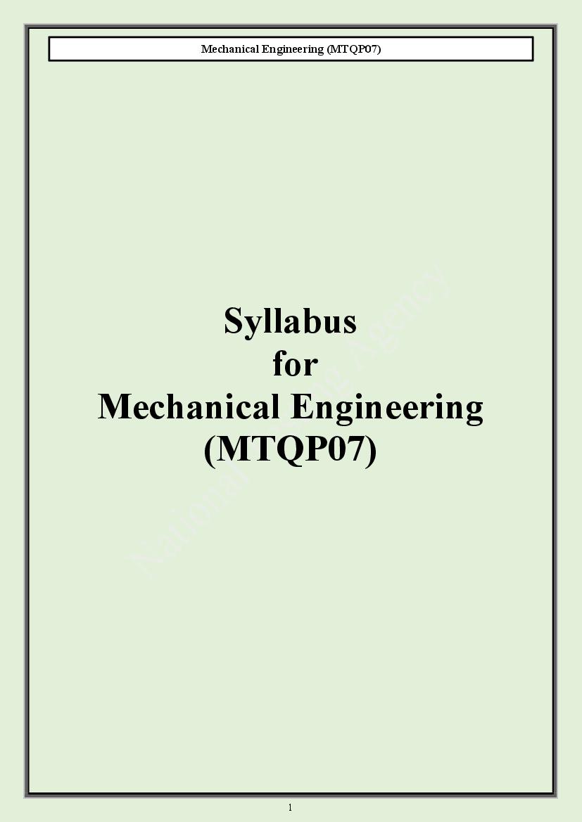 CUET PG 2024 Syllabus Mechanical Engineering - Page 1