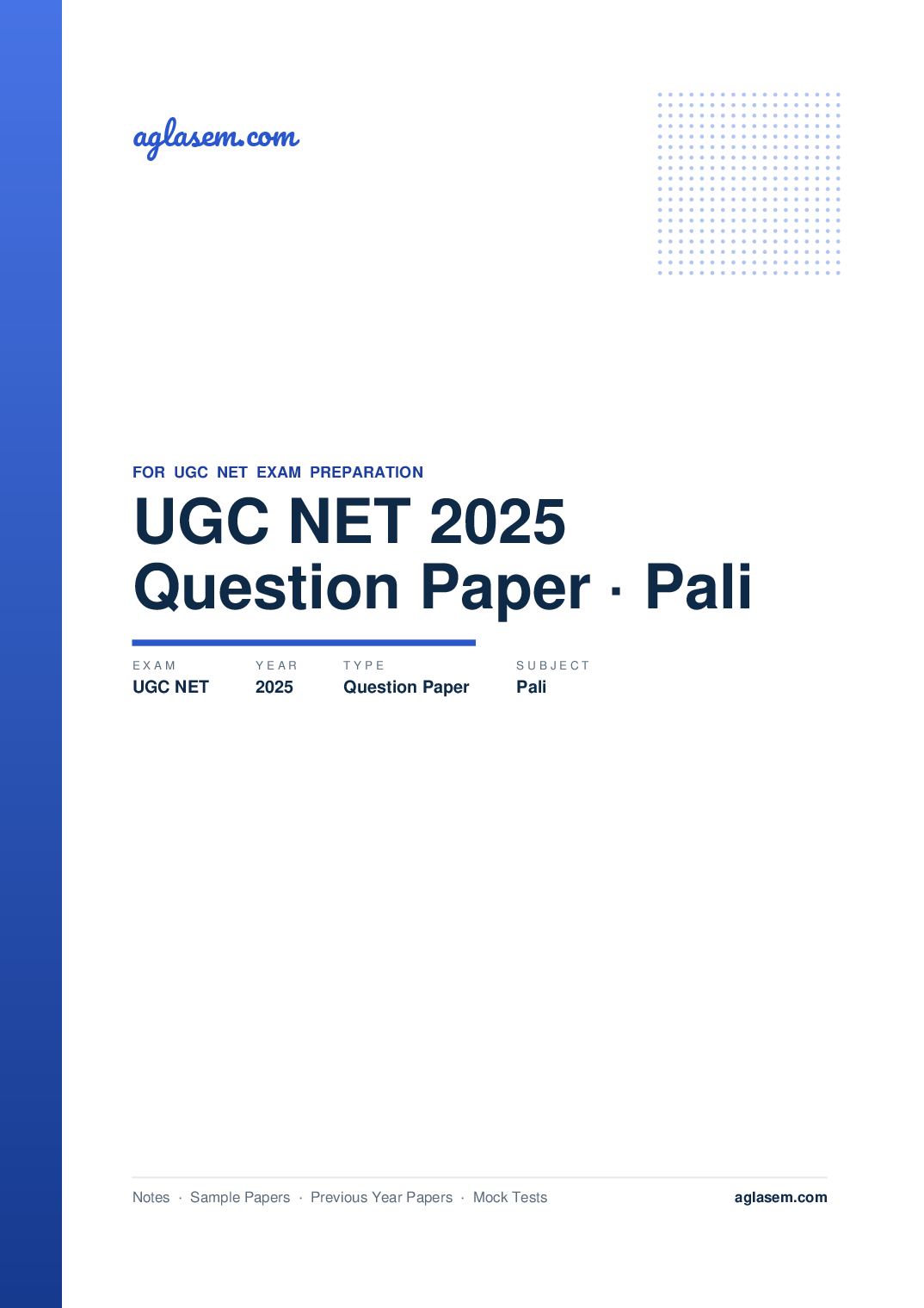 UGC NET 2025 Question Paper Pali - Page 1 of 130