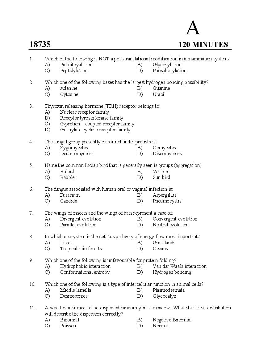 Kerala SET 2018 Jul Question Paper Zoology - Page 1 of 15