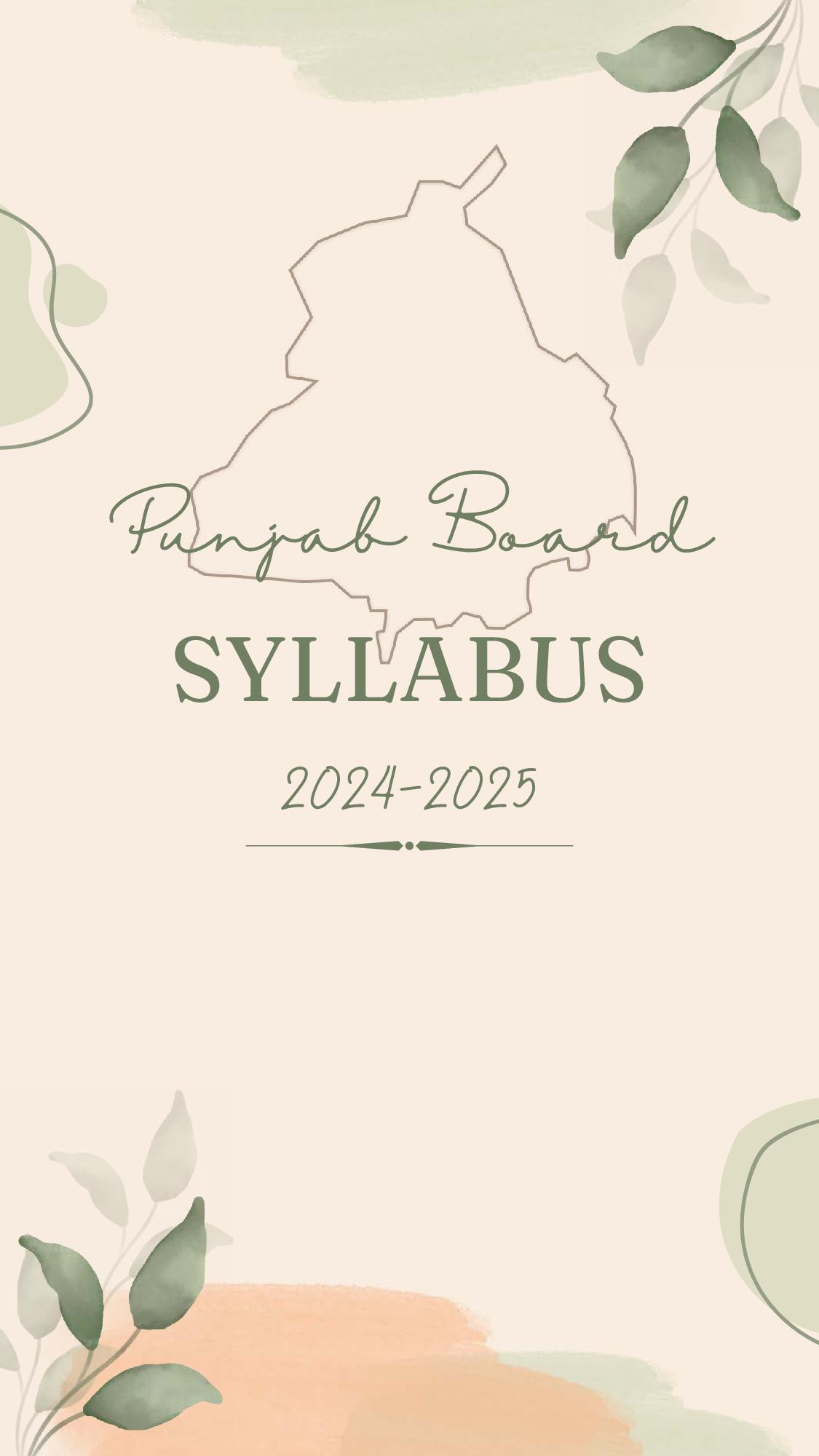 PSEB 11th Class Syllabus 2025 Agriculture - Page 1 of 4