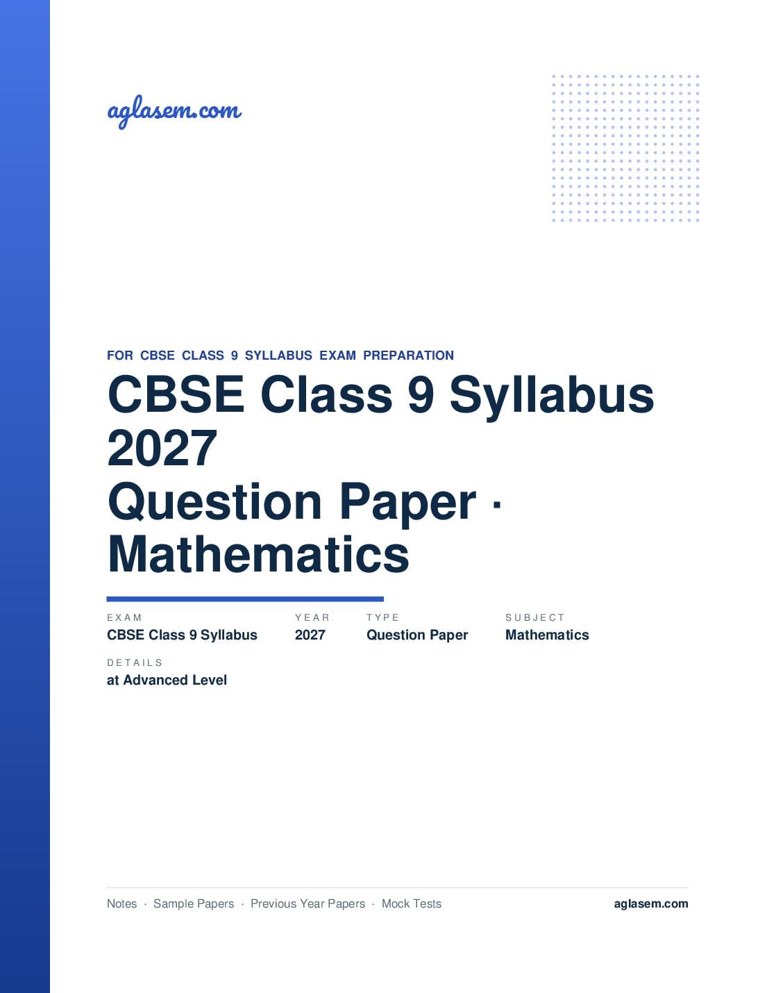 CBSE Class 9 Syllabus 2027 Mathematics at Advanced Level - Page 1 of 98
