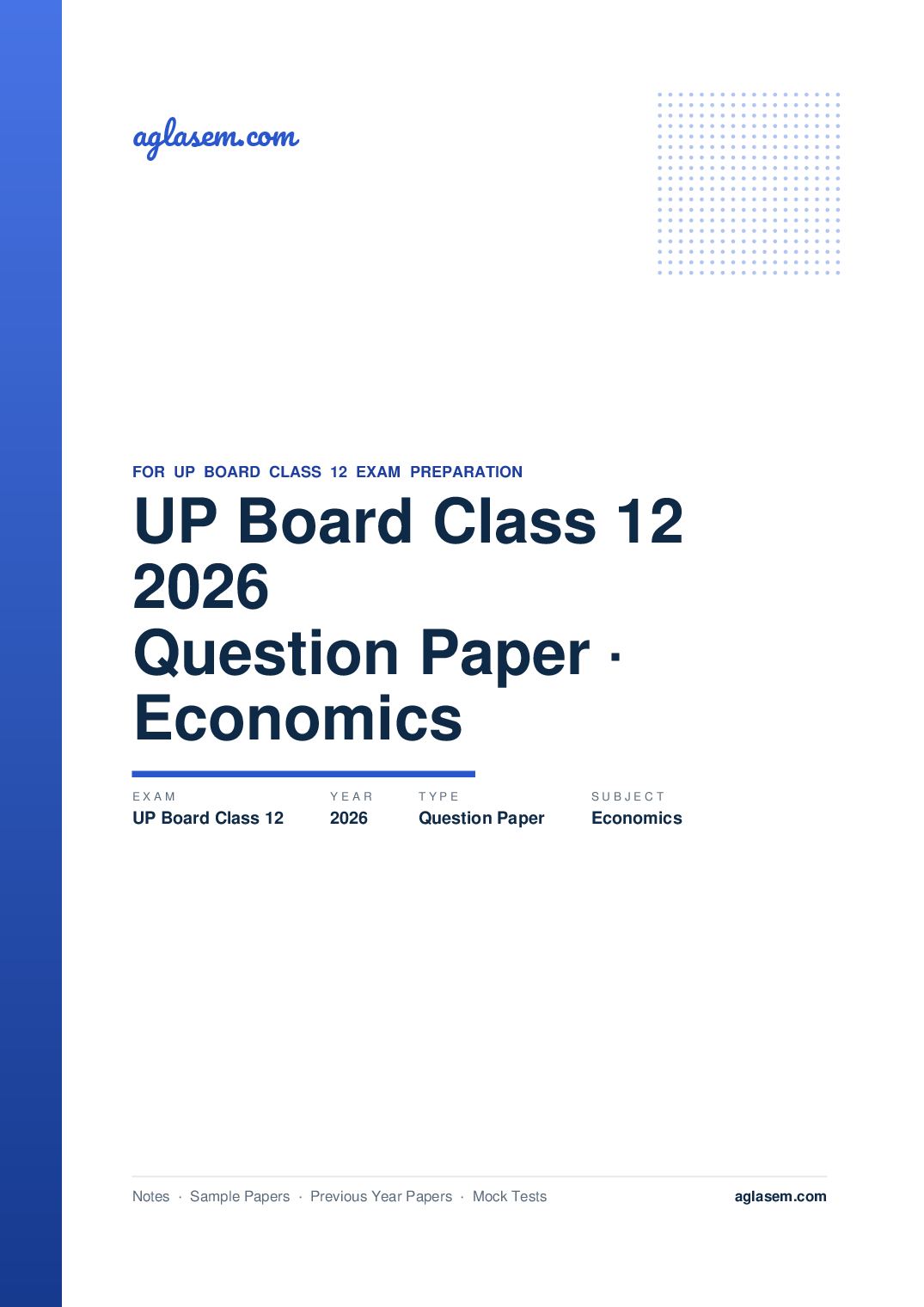 UP Board Class 12 Question Paper 2026 Economics - Page 1 of 8