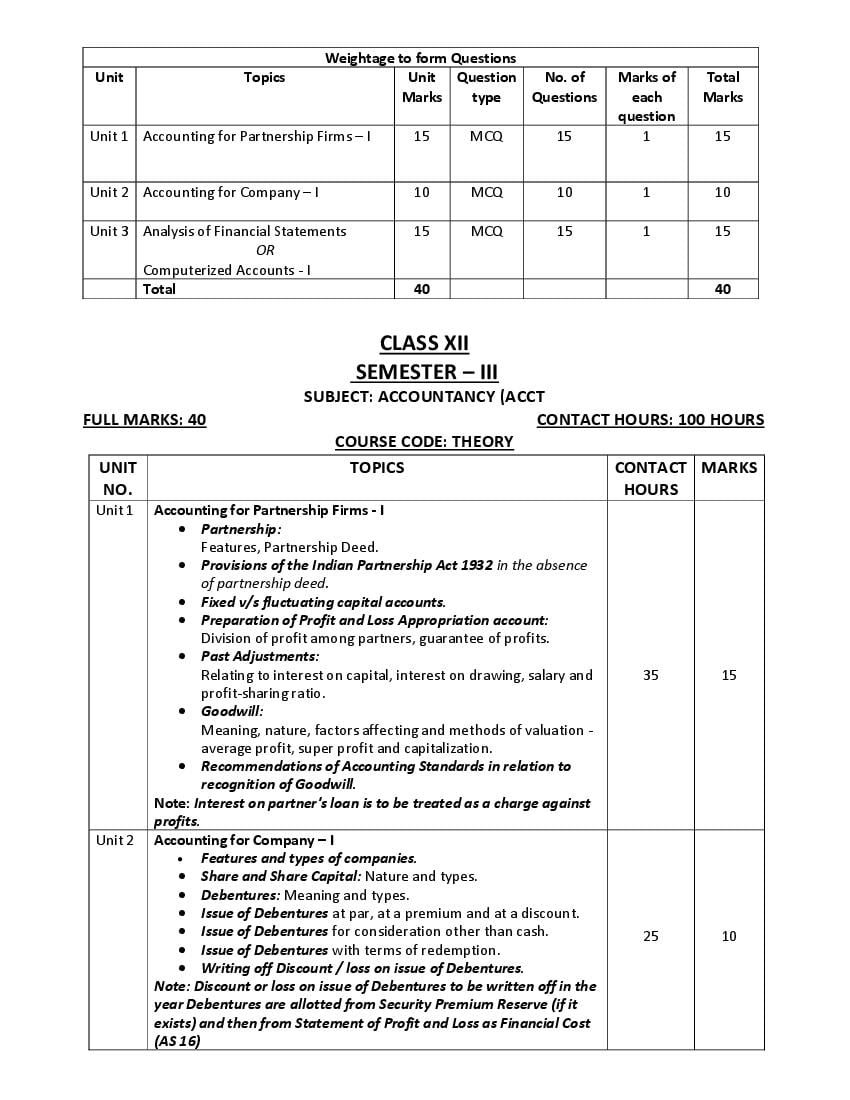 WBCHSE Class 12 Accountancy Syllabus 2024 (PDF) - West Bengal Board ...