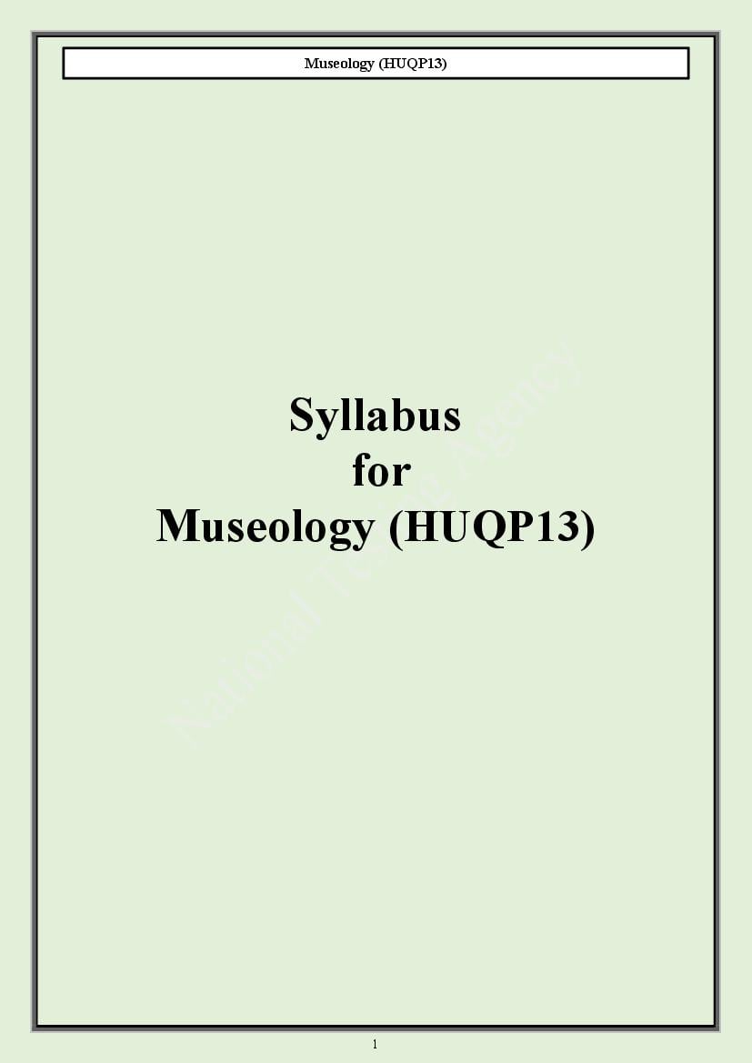 CUET PG 2024 Syllabus Museology - Page 1
