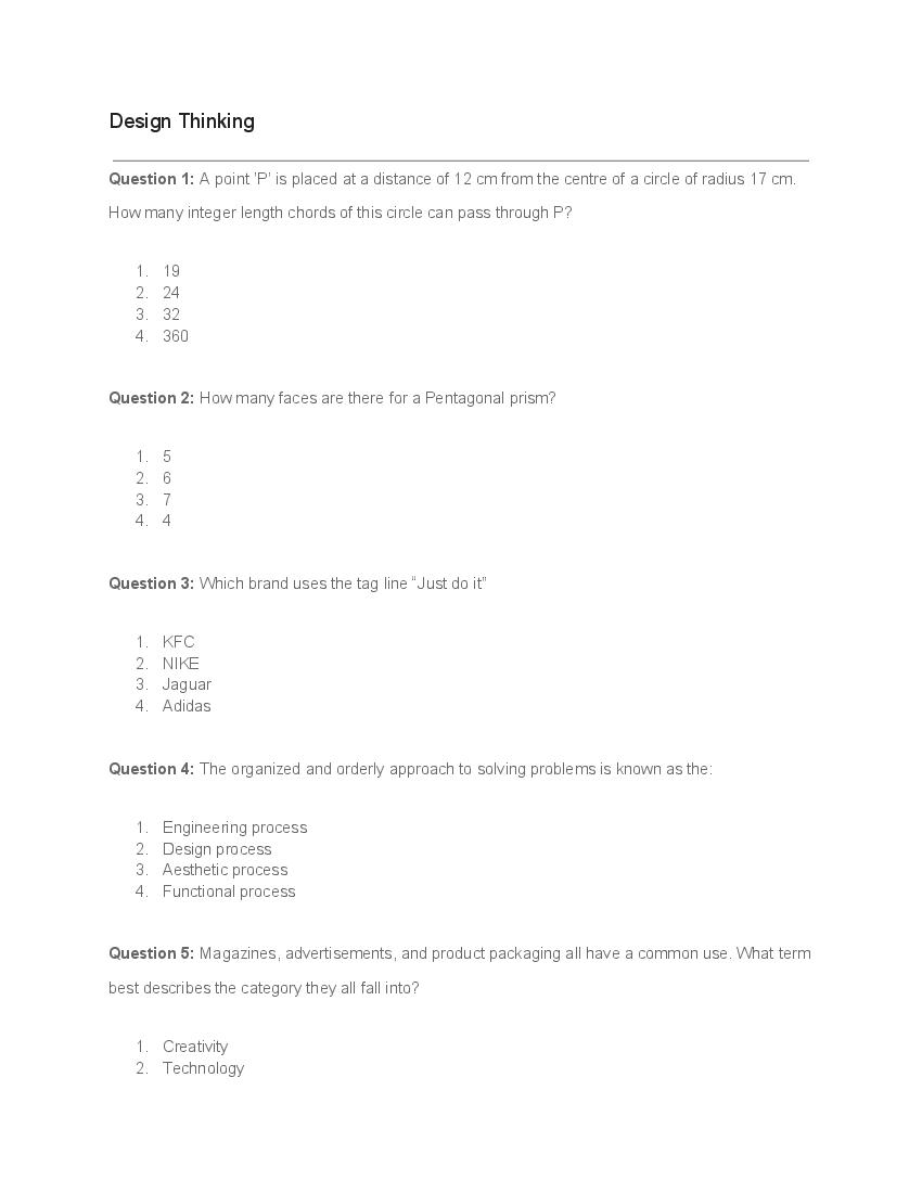 LPU LPUNEST 2022 Sample Question for B.Design - Page 1