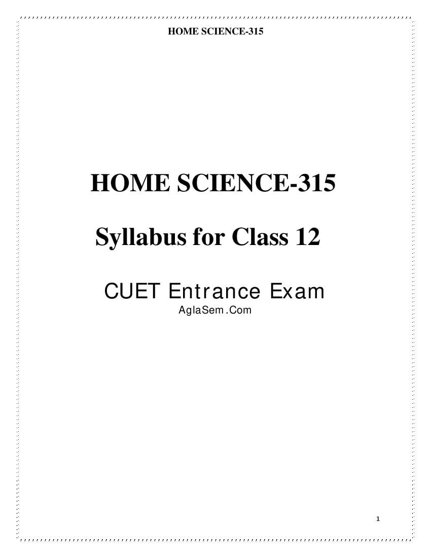 CUET 2022 Syllabus Home Science - Page 1