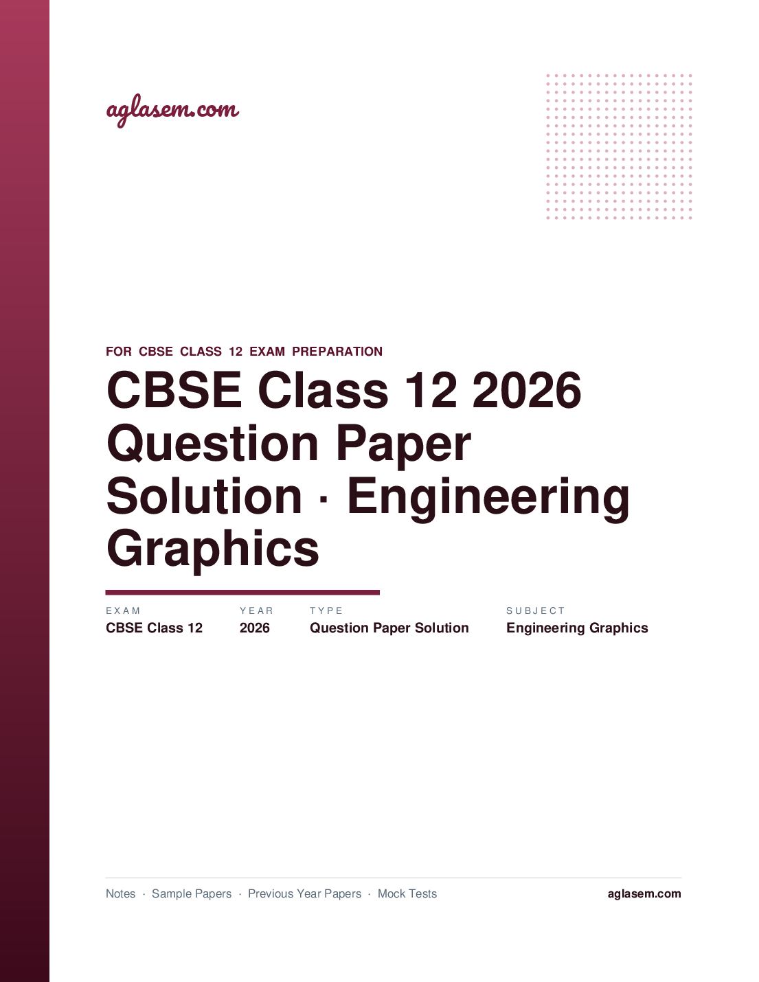 CBSE Class 12 Question Paper 2026 Solution Engineering Graphics - Page 1 of 13