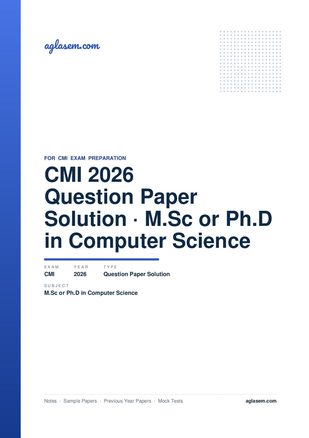 CMI Entrance Exam 2026 Question Paper Solution M.Sc or Ph.D in Computer Science - Page 1 of 13