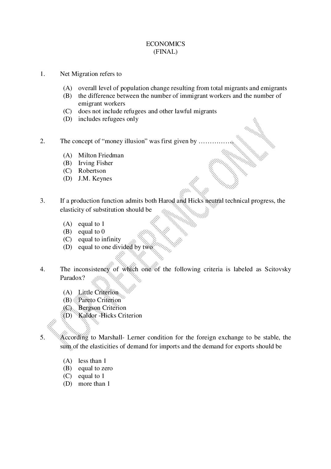 CUSAT CAT 2025 Question Paper MA Economics and Finance - Page 1 of 30
