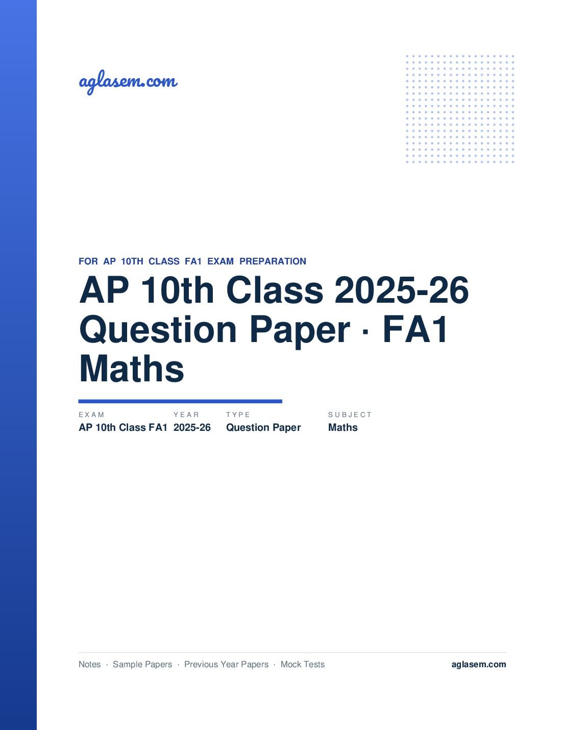 AP 10th Class Question Paper 2025-26 FA1 Maths - Page 1 of 7